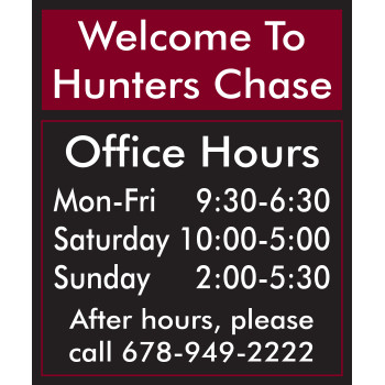 Vertical Office Hours Sign Vertical Office Hours Sign