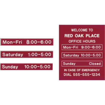 Changeable Office Hours Sign Changeable Office Hours Sign