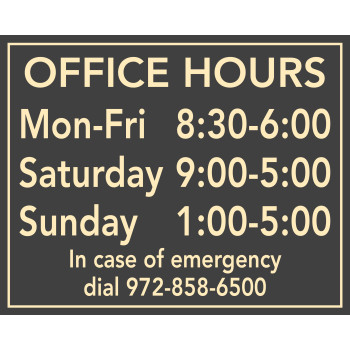 Horizonal Office Hours Sign Horizonal Office Hours Sign