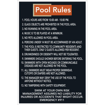 Apartment Pool Rules Sign Apartment Pool Rules Sign